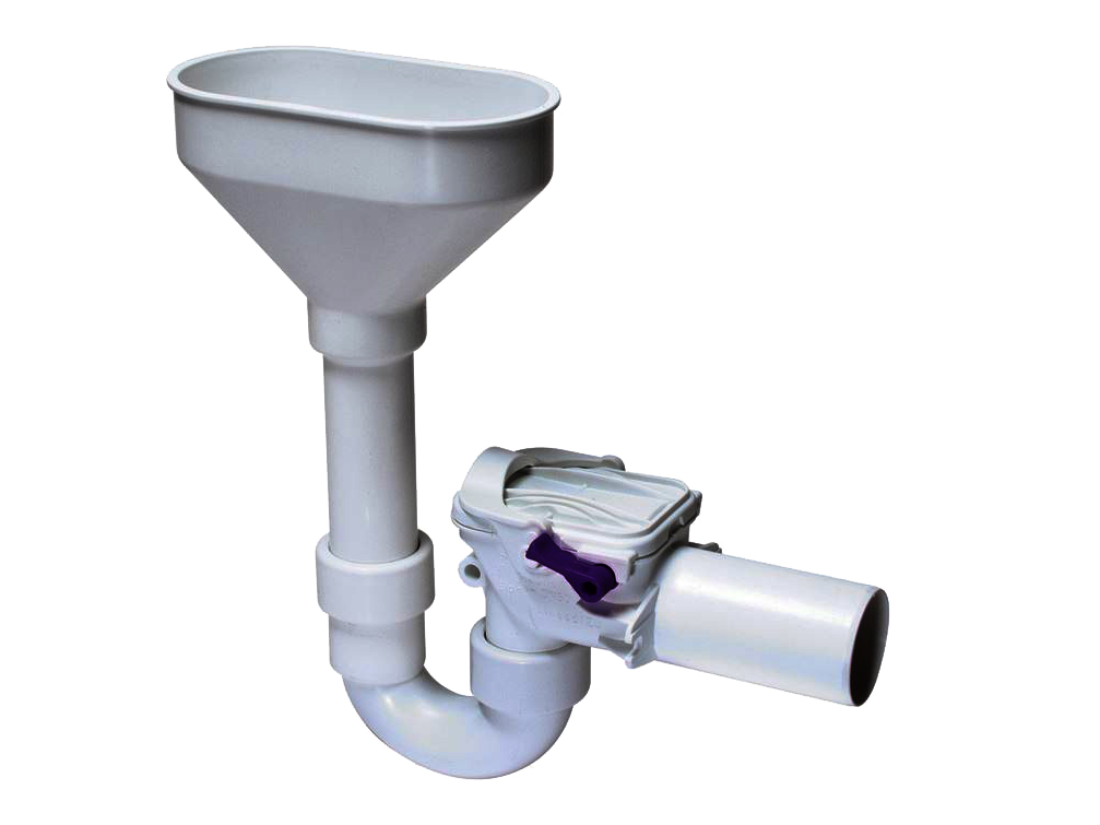 Staufix Siphon DN 50 backwater valve with an inlet funnel